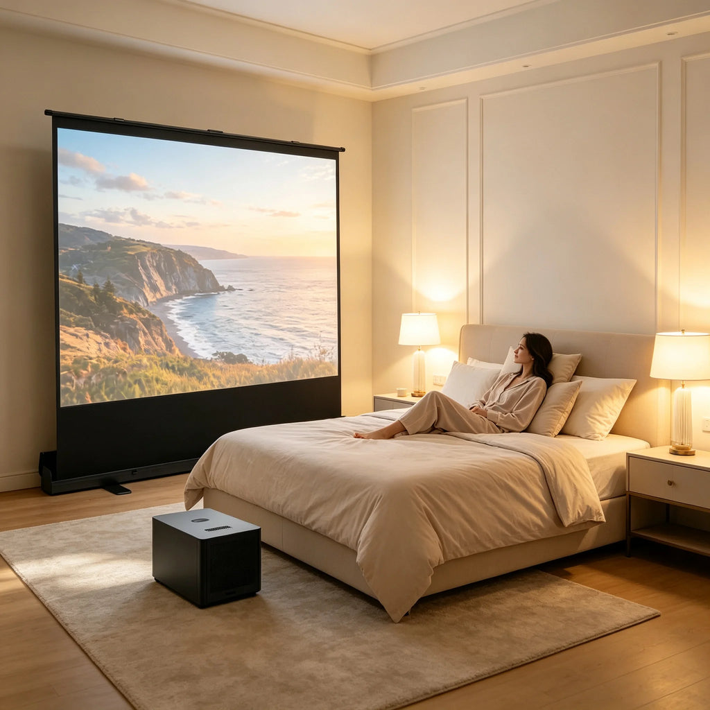 PORTABLE PROJECTOR SCREEN - 4:3, 80″ Viewing - Pull-Up Home Cinema