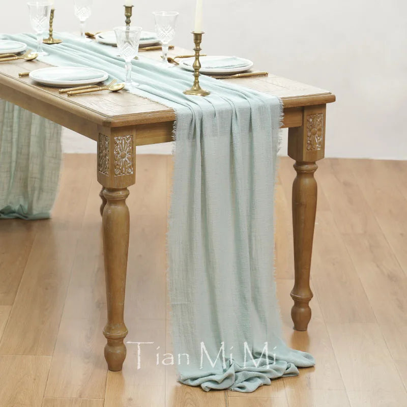 COTTON GAUZE TABLE RUNNER - 23 Colors, 40 & 62cm Wide, Up to 10m - Rustic Tables