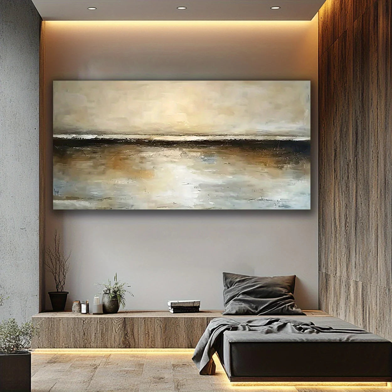 ABSTRACT SEA VIEW OIL PAINTING - Hand-Painted - Unframed Canvas