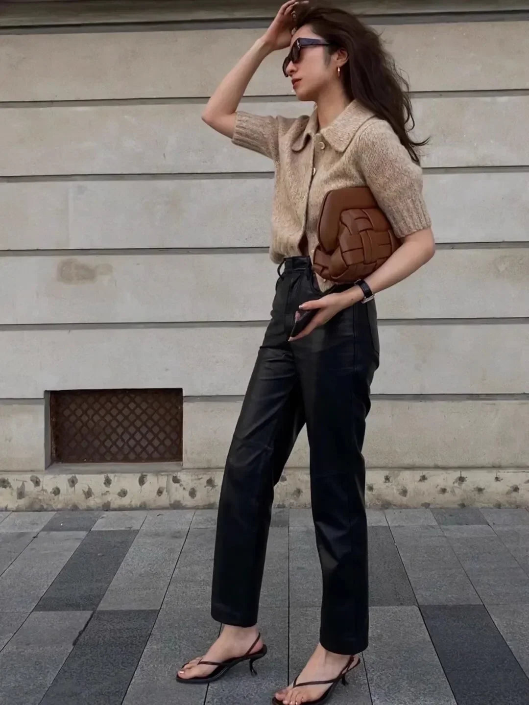 Retro Square Toe Clip Toe Sandals Kitten Heel Back Strap Brown Solid Concise French Style Sexy Fashion Women's Shoes Summer Casual