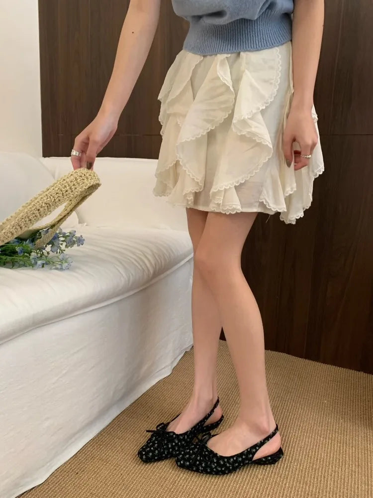 Summer Polka Dot Butterfly-knot Women Sandals Comfort Slip On Slingbacks Mules Shoes Ladies Dress Street Style Low Heel Shoes