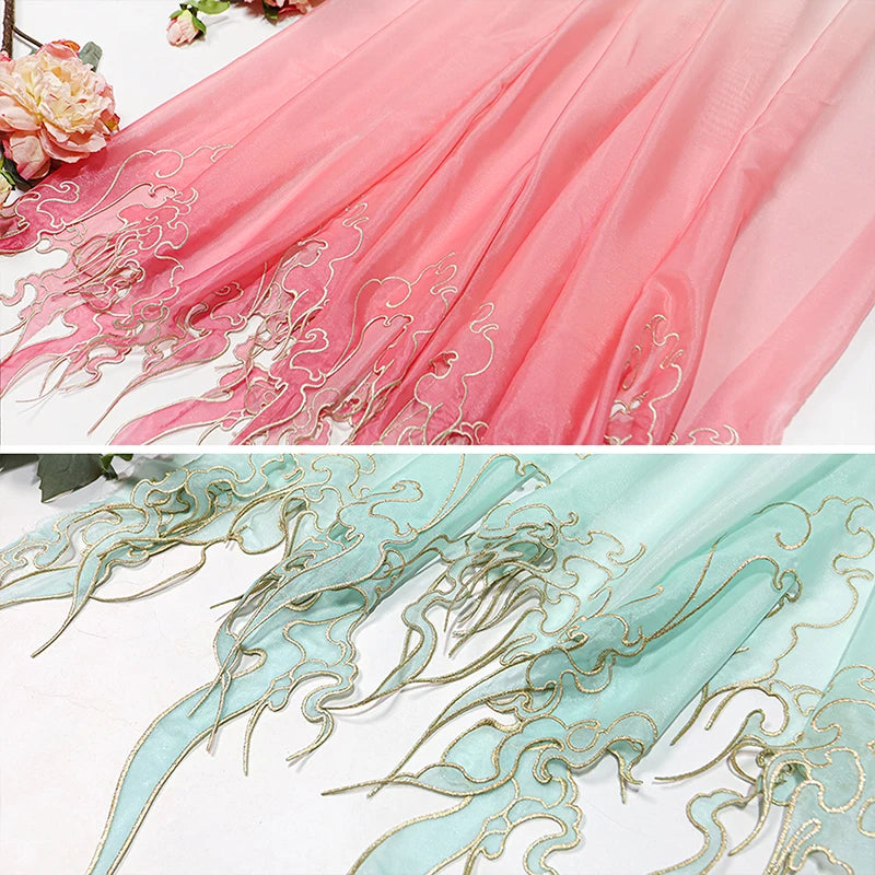 HEAVY EMBROIDERED FABRIC - Gradient Petal Edge, 150cm Wide - Creative Sewing