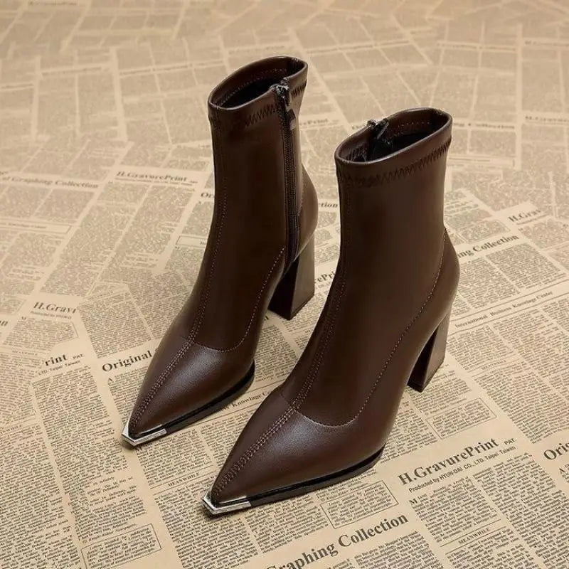 Pointed Toe Chelsea Ankle Boots – Metal Decor