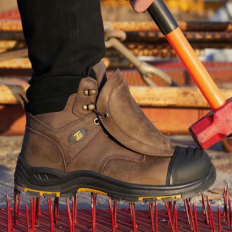 COMPOSITE WORK BOOTS - Men's Genuine Leather Safety Boots - Puncture-Proof, Indestructible