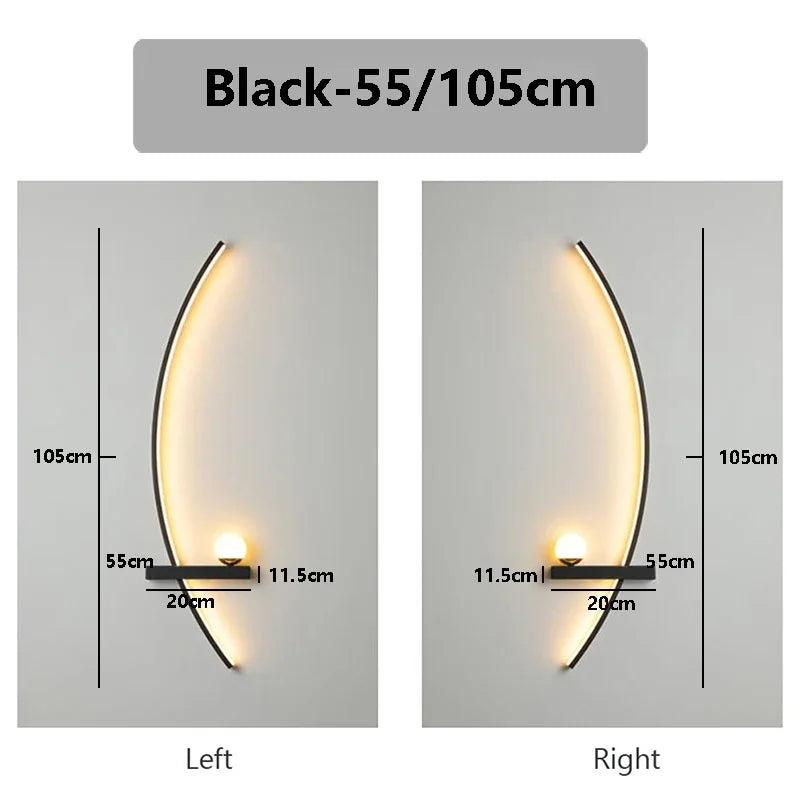 LED C-Line Wall Sconce – 55/105cm Dimmable