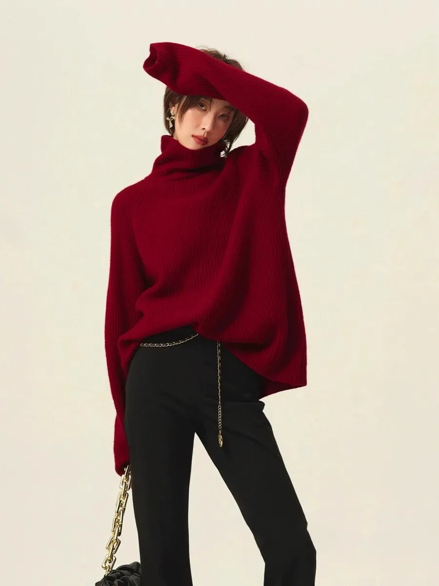 Red Cashmere Sweater – Turtleneck & Crewneck