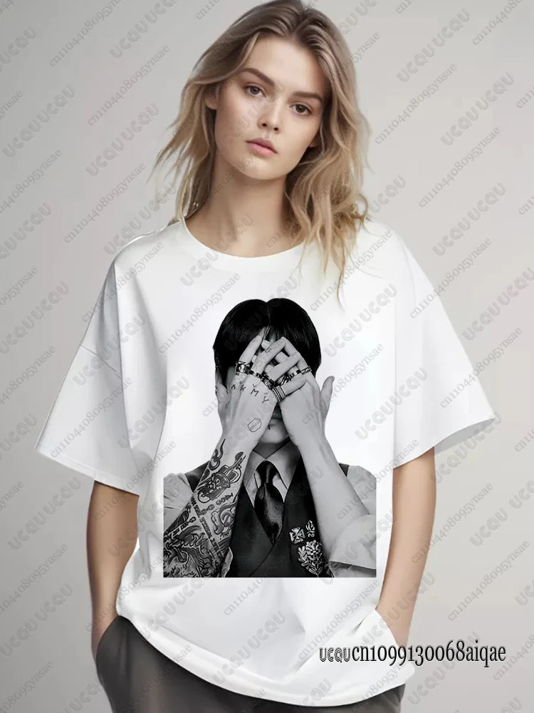 K-pop Famous Singer Polera Manga Corta Print T-shirts For Women 2026 World Tour Concert T-shirts Fans Gifts Y2K Boy Band Tops