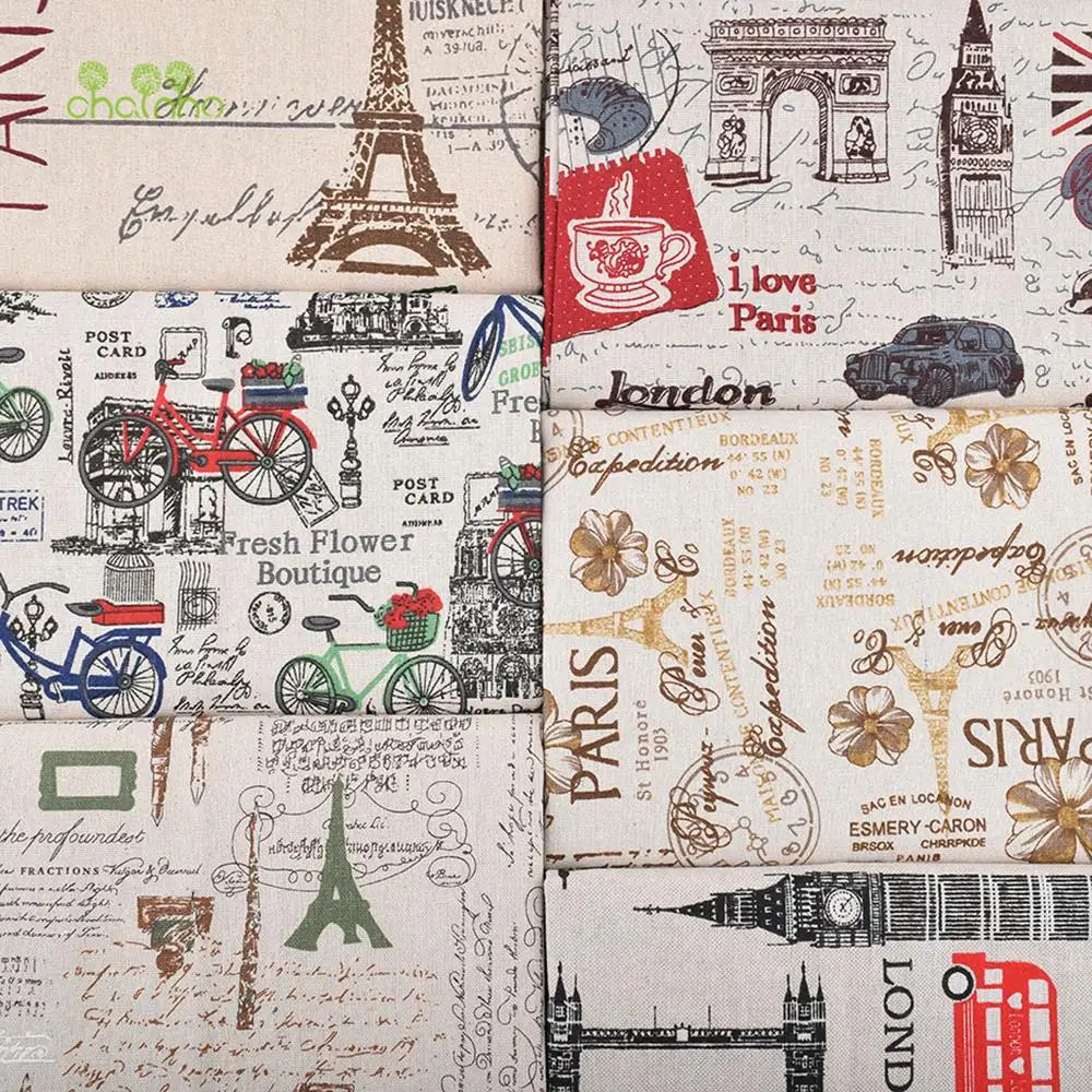 Chainho, Printed Cotton Linen Fabric, DIY Sewing Quilting Material, Patchwork Cloth For Sofa, Curtain, Cushion, Furniture Cover, CL01