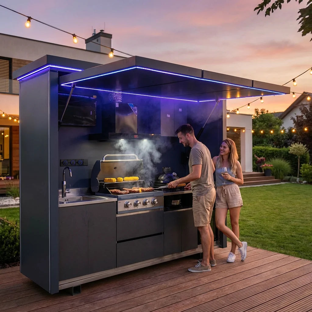 MODULAR OUTDOOR KITCHEN - Kamado Grill, Smoker & Pizza Oven - Stainless Steel