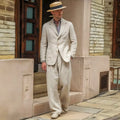 Men's Linen Suit 2-Piece - Breathable Blazer & Wide Leg Pants - Summer Done Right