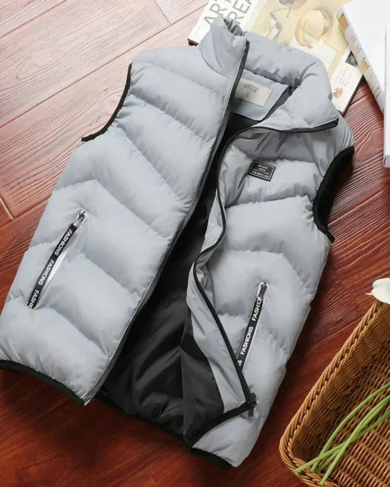 PUFF VEST - Men's Sleeveless Puffer Jacket - Mandarin Collar, 5 Colors, M-8XL