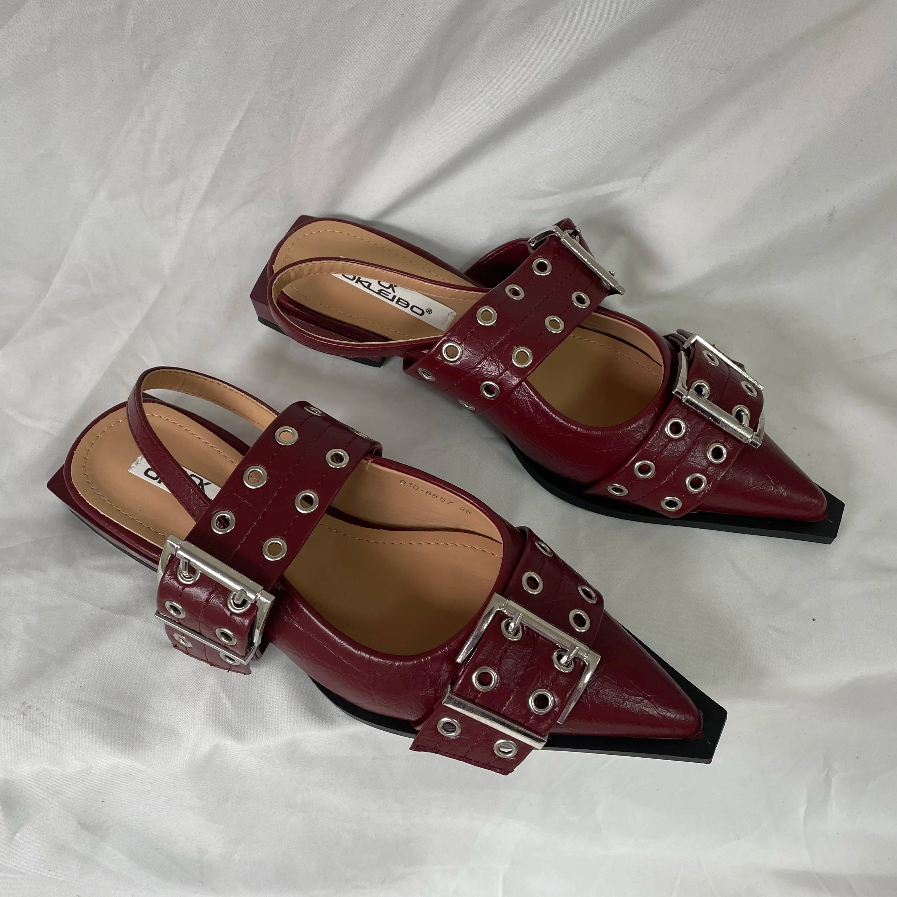 New Women Sandals Shoes Pointed Toe 2026 Spring Fashion Shallow Footwear Slingbacks Ladies Sandals Flats Shoes Big size
