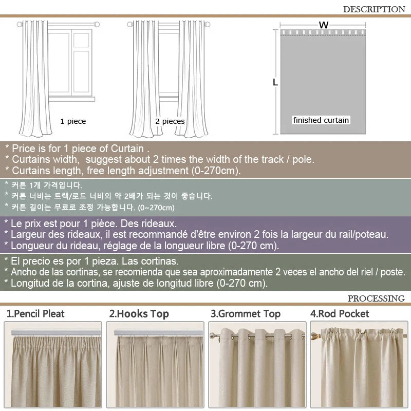 JACQUARD LINEN SHEER CURTAINS - Soft Voile Panel Custom Size - Natural & Airy