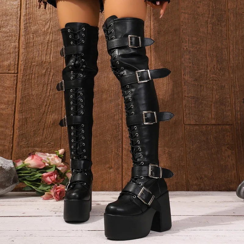 Over-the-Knee Slip-On Boots – Square Heel Skinny