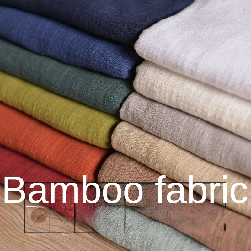 BAMBOO LINEN FABRIC BY THE METER - Sand Washed Cotton Linen Cloth Soft Drape Microtransparent for Dresses & Sewing - 22 Colors
