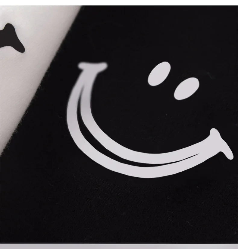 1pc Girl Summer Smile Print T-shirt Women Classic Basic Fashion Tees Students Short Sleeve Loose Tops Female Round Neck T-shirt
