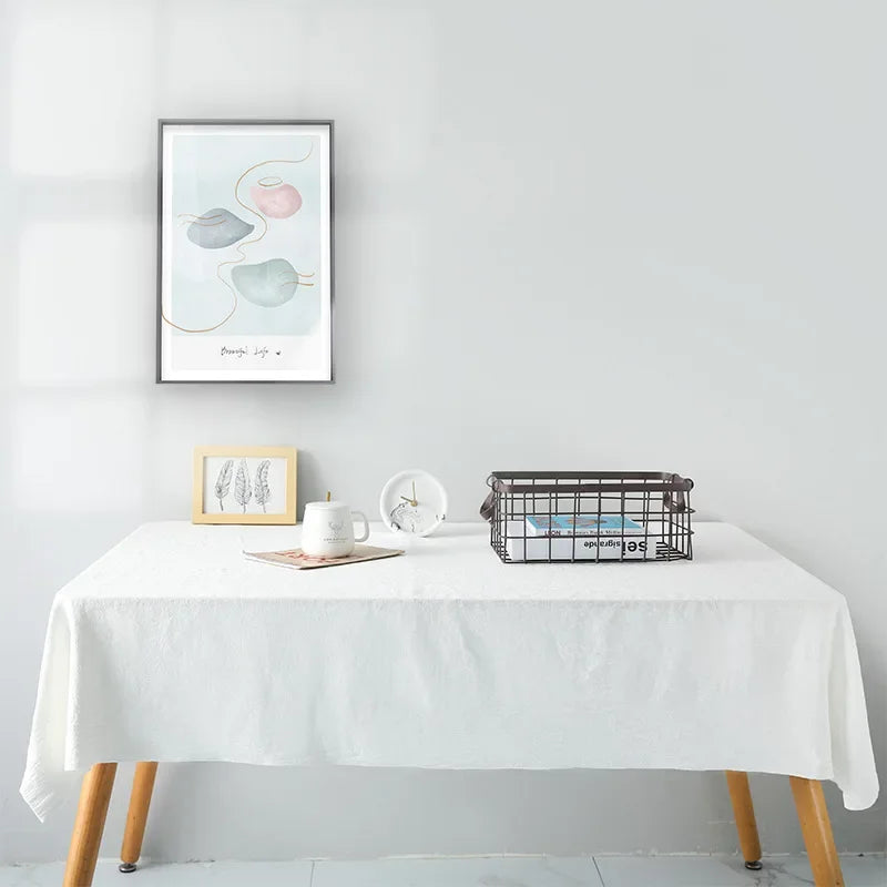 White Rectangular Cotton Tablecloths Washable Wedding Party Kitchen Dining Living Room Birthday Tabletop Decoration Table Covers