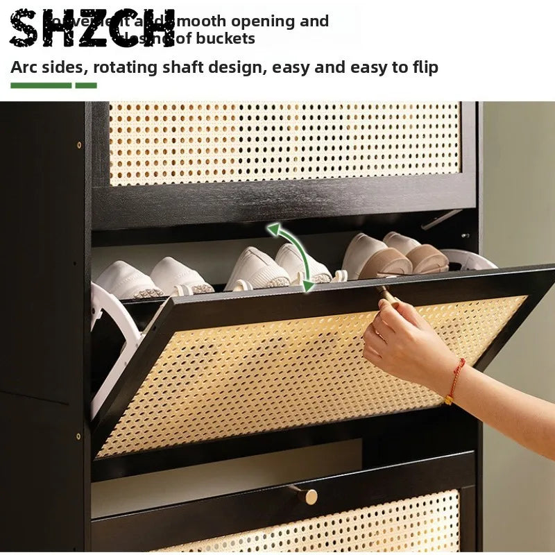 Slim Bamboo Shoe Cabinet – Flip Door