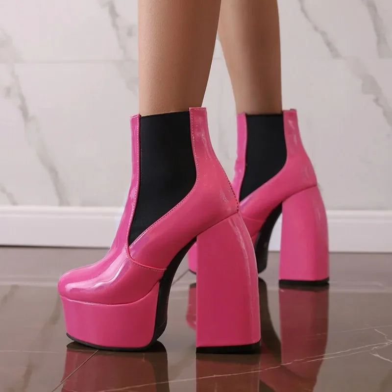 Super High Heel Platform Ankle Boots – Fleece Lined Plus Size