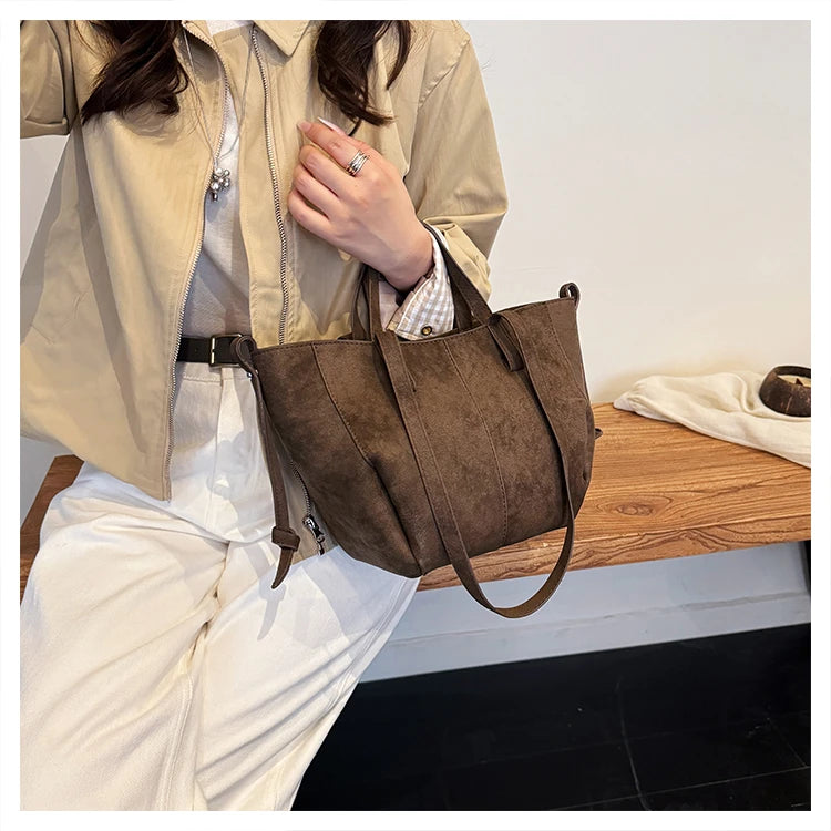 Light Luxury Solid PU Hasp Shoulder Bag for Women Commuting Frosted Leather Handbag 2026 Hot Sale Large Capacity Niche Tote Bags