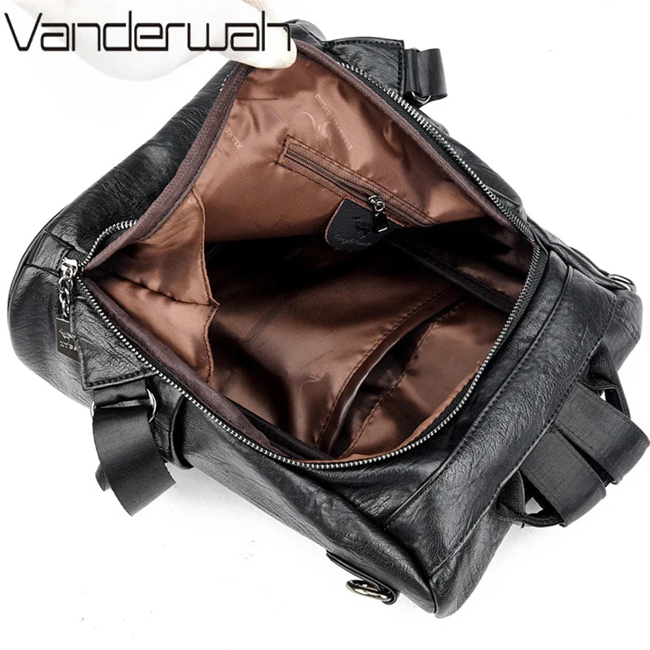 Crocodile Embossed Leather Backpack
