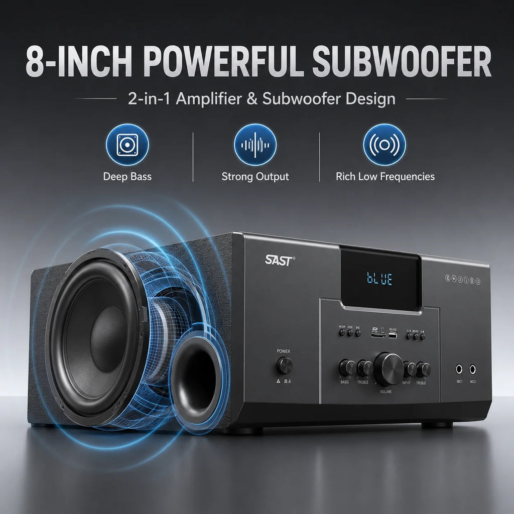 160W Home Theater 5.1 – Bluetooth Speaker 8 Inch Subwoofer Karaoke TV