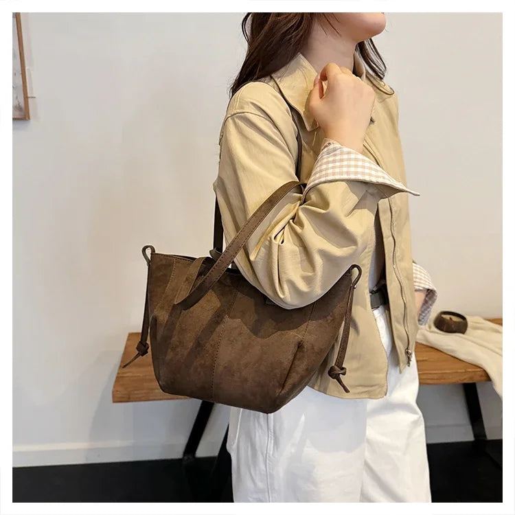 Light Luxury Solid PU Hasp Shoulder Bag for Women Commuting Frosted Leather Handbag 2026 Hot Sale Large Capacity Niche Tote Bags