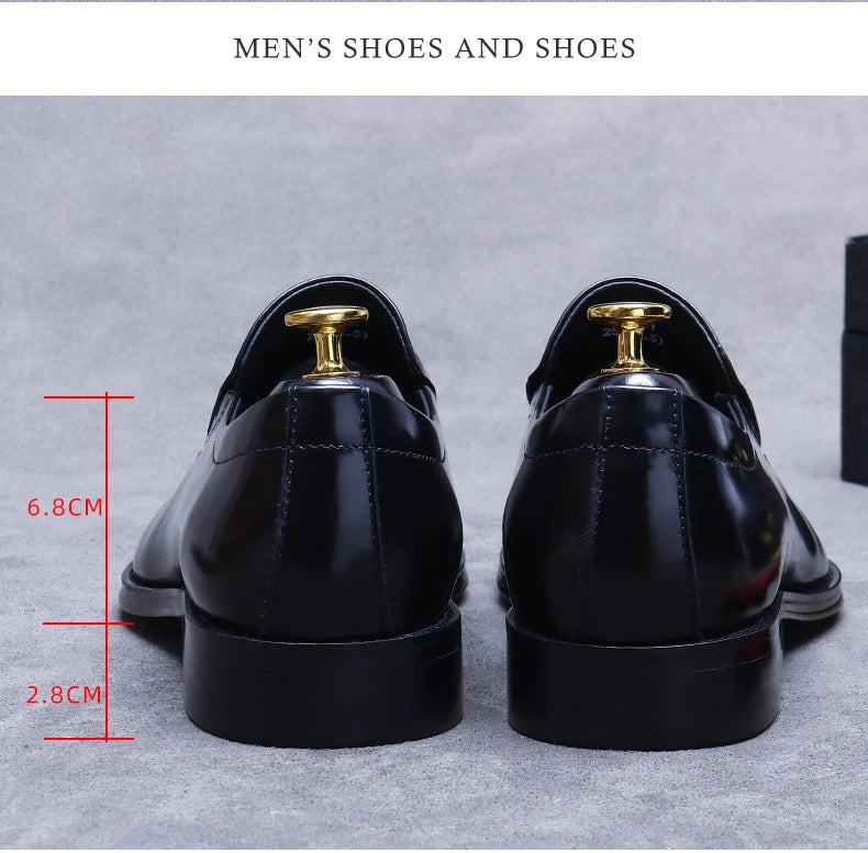 Men's Cowhide Leather Pointed Toe Loafers - Business Formal Slip-On EU 37-46