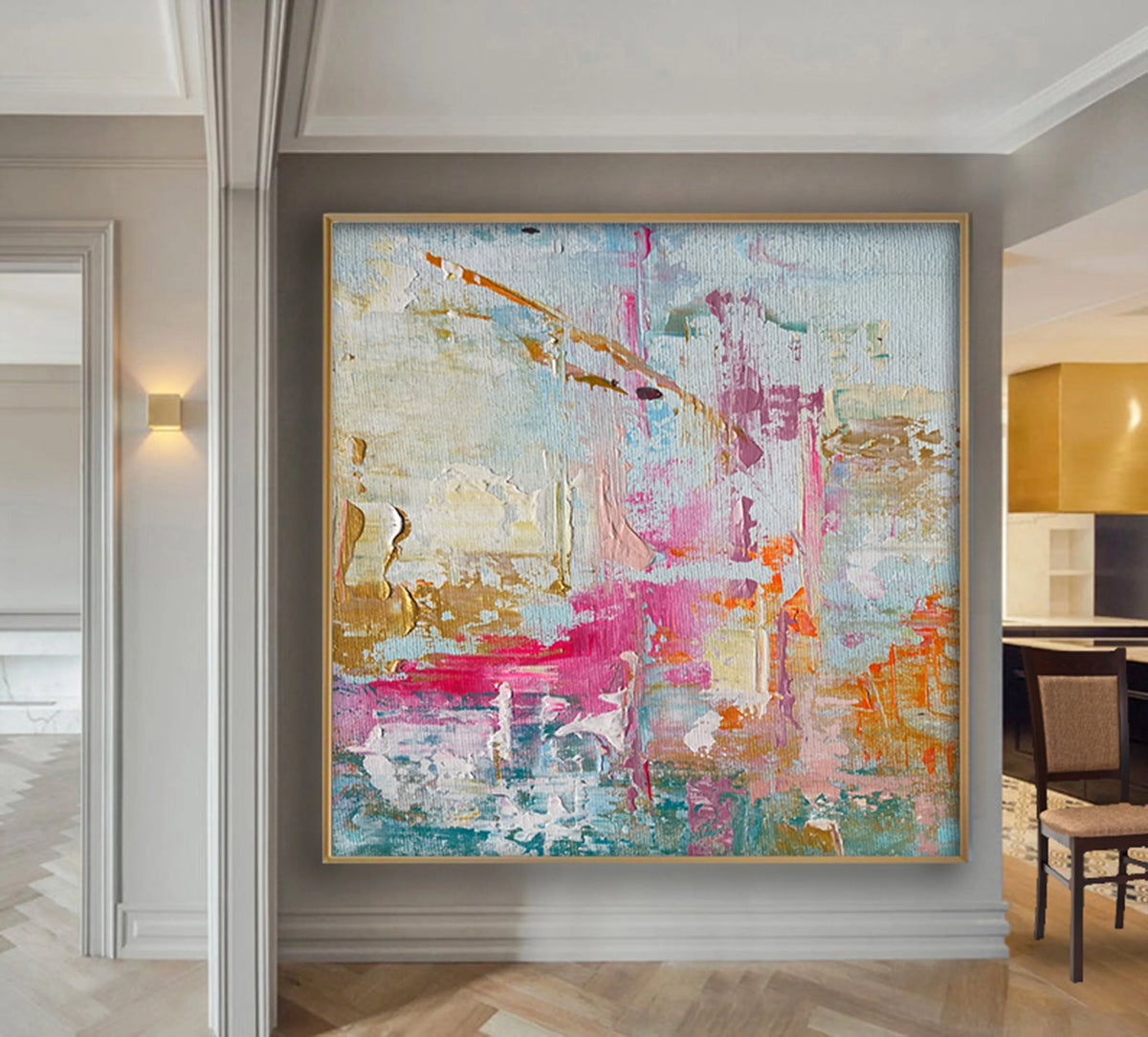 PASTEL ABSTRACT OIL PAINTING - Hand-Painted - Unframed Canvas