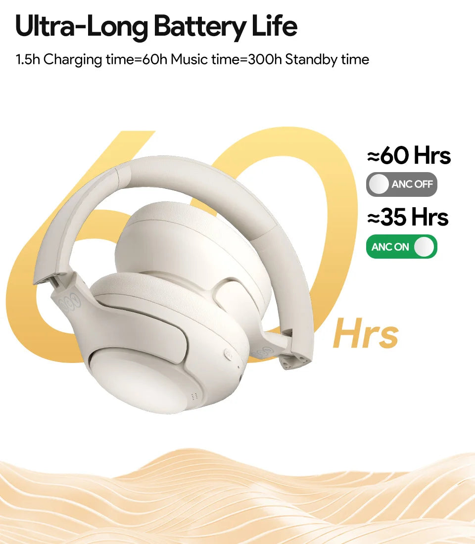QCY H3 ANC Wireless Headphones BT 5.4 Hi-Res 43dB