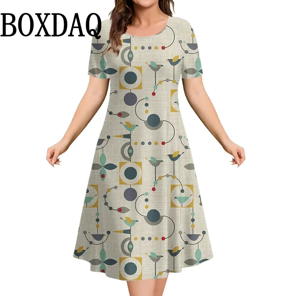 Polka Dot Print Women's Dresses For Summer Clothing Short Sleeve Loose Plus Size Dress Fashion Elegant Ladies Street Mini Dress