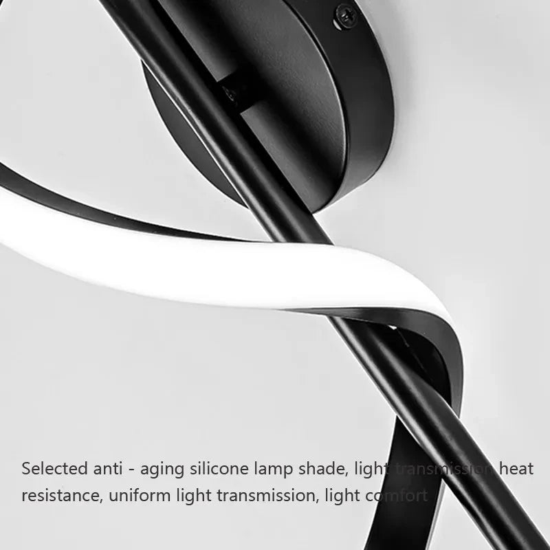 Minimalist Spiral Acrylic Wall Lamp – Black/Gold, 12W