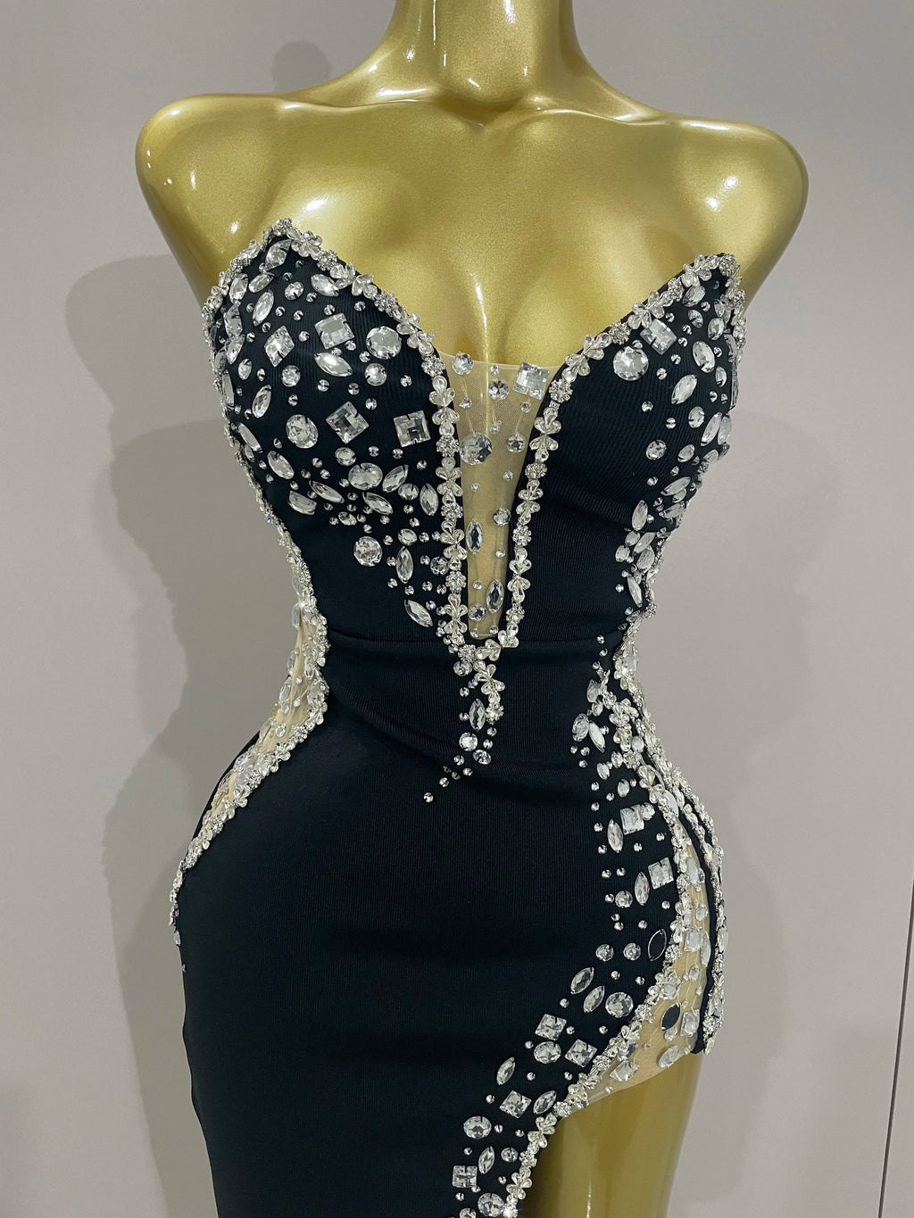 Newest High Quality Sexy Strapless Shining Rhinestones Bodycon Bandage Long Dress Women Fashion Celebrate Evening Party Vestido