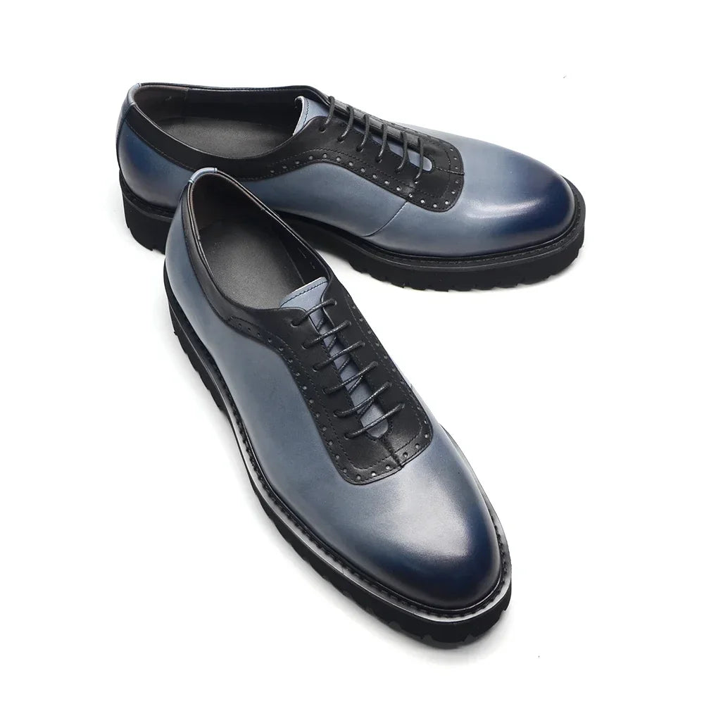 Men's Cowhide Oxford Elevator Shoes Height Increasing 4.5cm - Business Casual EU 38-46