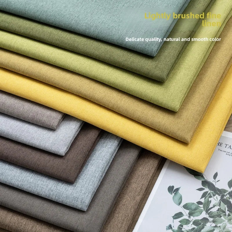 THICKENED PLAIN LINEN-LOOK FABRIC - 100% Polyester, 420g/m, 148cm Wide - Solid Rooms