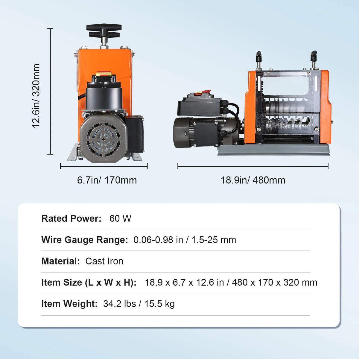 Electric Wire Stripper - 1.5–25mm, 60W - Cable Recycling