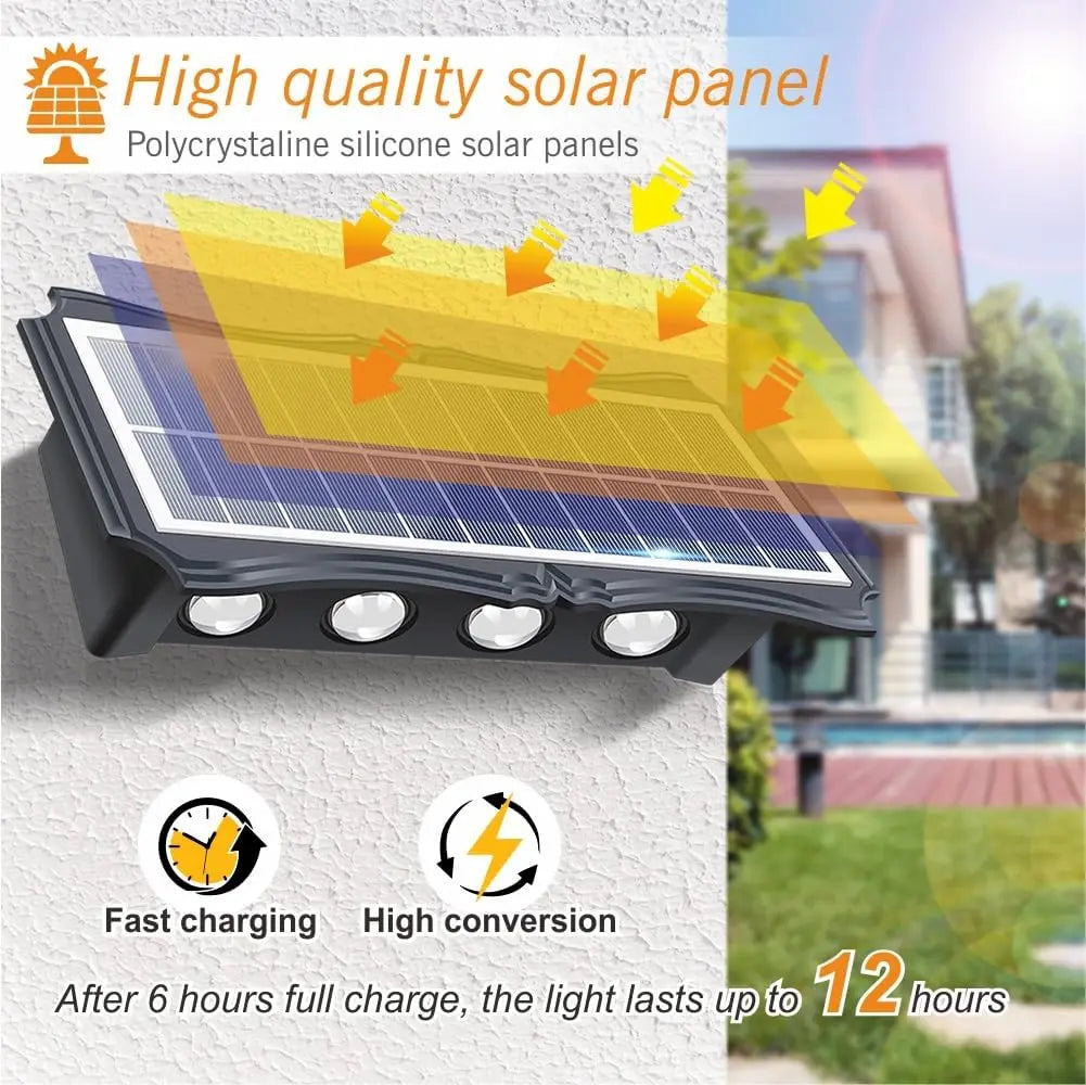 SOLAR WALL LIGHT - Up & Down Glow, RGB or Warm - Weatherproof Decor