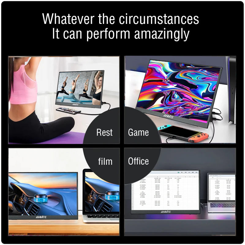 Anmite 16-Inch Portable Touch Monitor Non-touch optional 1200P HDR 16:10 For XBox PS4 / 5 Switch Cell Phone PC Laptop Extension