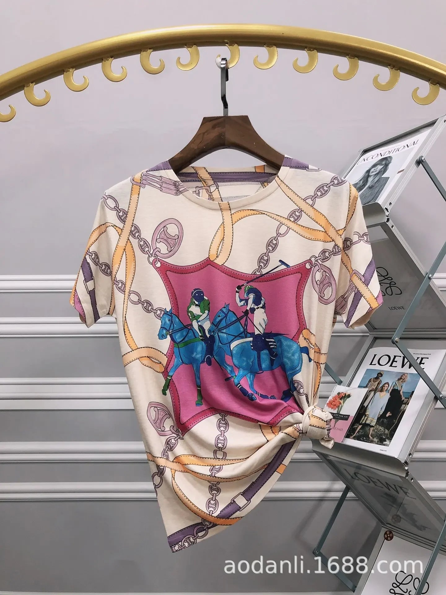 2025 Cartoon Printed T Shirts Women Clothes Vintage Style Casual Horse Pattern Female Short Sleeve Summer Tops Женская Одежда