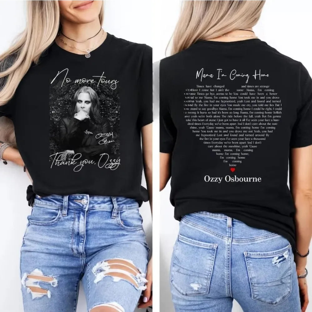Ozzy Osbourne No More Tour Women Men Cotton Printed T Shirt Ozzy RIP Tribute Memorial Mama Ozzy Osbourne I'm Coming Home T-Shirt