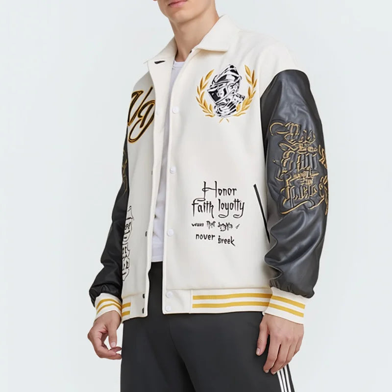EMBROIDERY BOMBER - Men's Heavy Embroidery Baseball Bomber Jacket - 2 Colors, S–XXXL