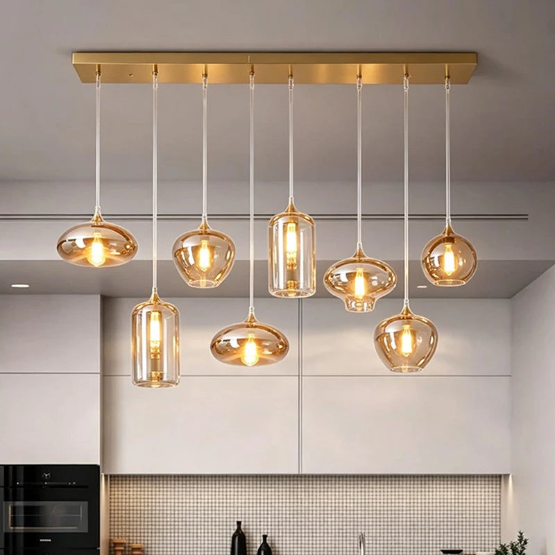 Luxury Crystal Pendant Light – Black/Gold, 1–12 Heads, APP Dimmable
