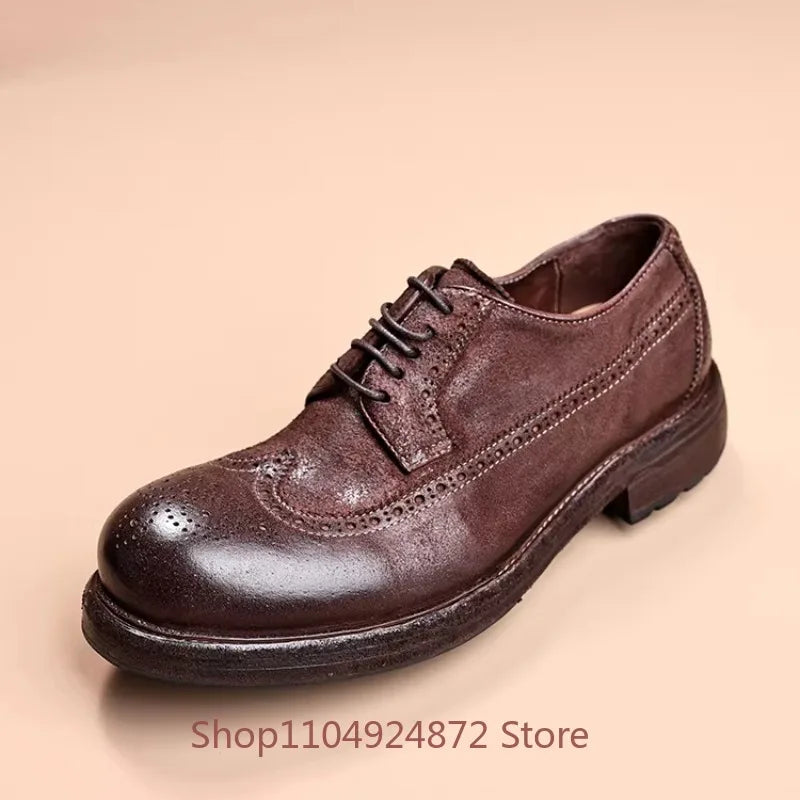 BRIT CRAFT - Handmade Genuine Leather Derby Shoes - British Style, Thick Sole