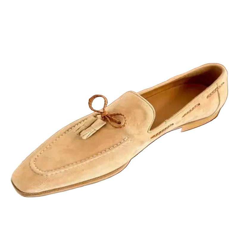 TASSEL EASE - Cow Suede Slip-On Loafers - Tassel Fringe, Casual Luxury