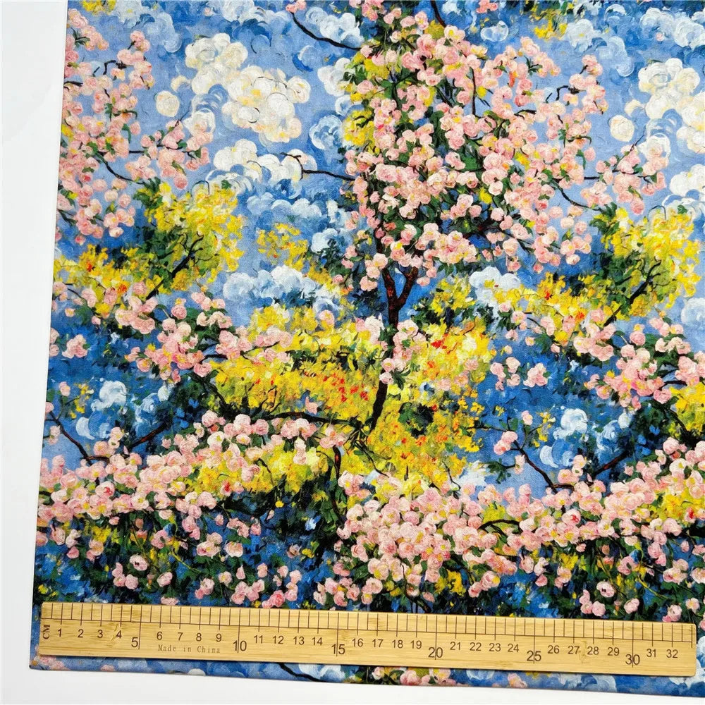 OIL PAINTING PRINT COTTON FABRIC - 105cm Wide, 20 Designs - Craft Canvas