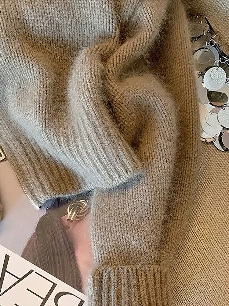 Cropped Zip Knit Bomber Cardigan