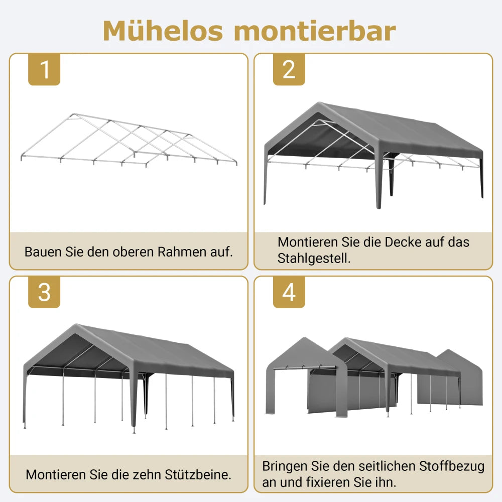 Carport Shelter - 13 × 25 ft, Removable Walls - Outdoor Space