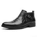 KNIGHT EDGE - Men's Pointed Toe Zip Ankle Boots - Street Style, PU Leather, Winter