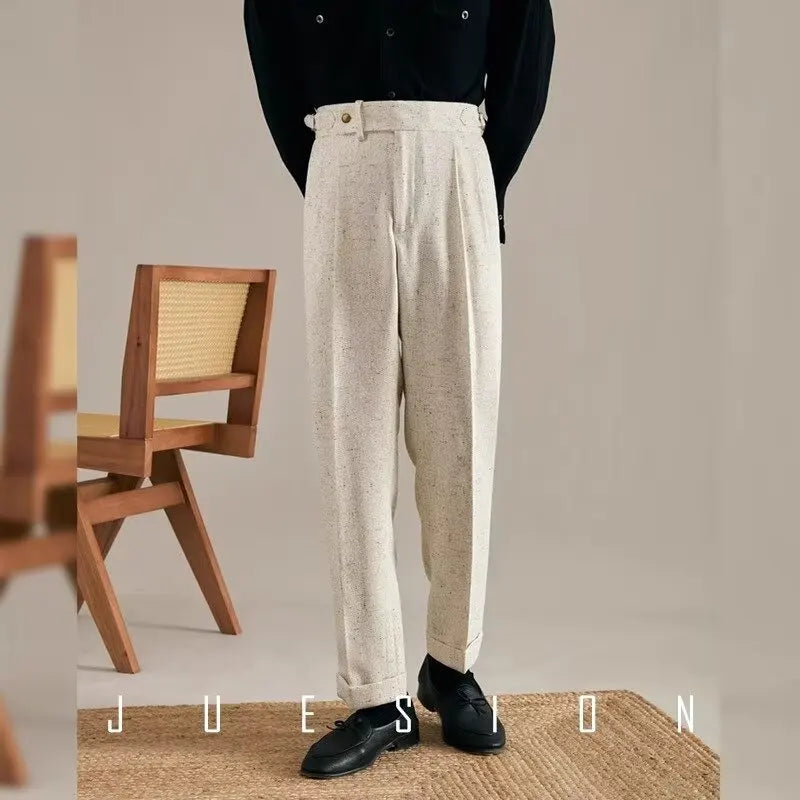NAPLES SUIT - Men's Formal Straight Trousers - High Waist, Elegant Business Style