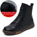 Genuine Leather Ankle Boots – Handmade Retro Lace-Up